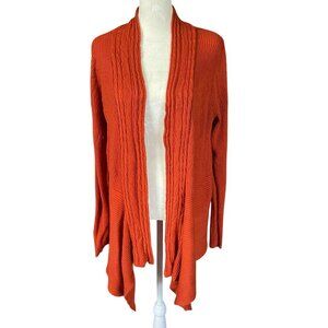Cato long sleeve ribbed rust deep orange open cardigan sweater women's size L